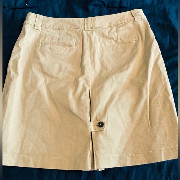 Brooks Brothers Khaki Skirt with Front Pleat and Button Tie Back Businesswear - Picture 4 of 6